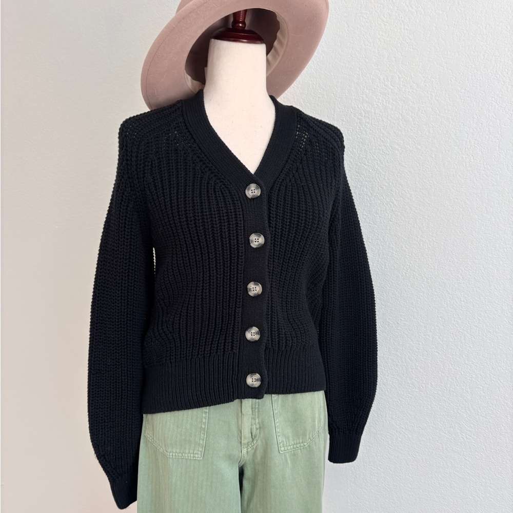 Everlane Chunky Knit Black Cardigan Sweater - Picture 5 of 10